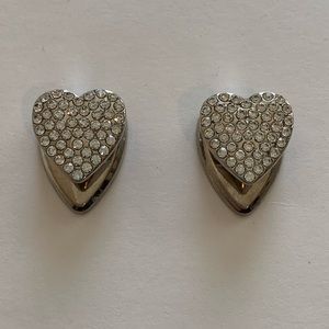 Heart Shaped Rhinestone Jewelry / Necklace Hooks with Adhesive Backing Set of 2